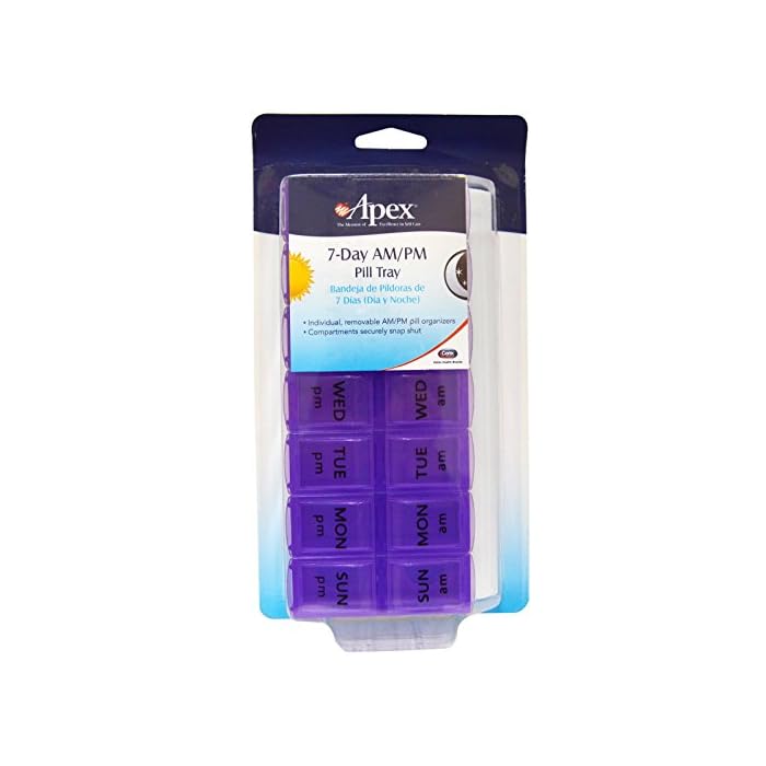 Apex 7 Day AM/PM Weekly Pill Organizer - Weekly Pill Organizer, 2 Times a Day, Easy-Open, Organize Medication or…