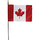 Canada 8 inch x 12 inch World Flag Mounted on 20 inch Black Wooden Stick