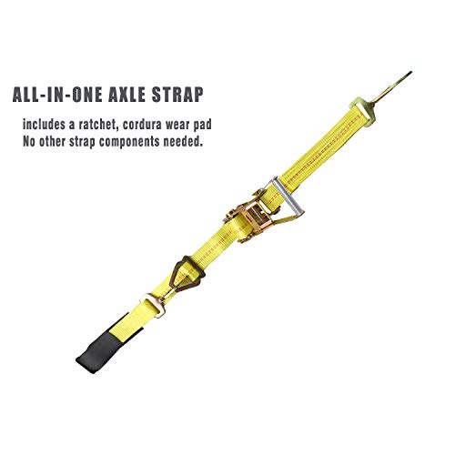 4 Pack 36'' All in One Axle Straps Tie Downs with Adjustable Tire Wheel Tie Down / 4 Pack 36" Axle Straps tie Down with Dring
