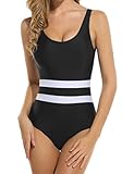 Ekouaer Womens One Piece Bathing Suit Monokini Swimsuit (Black,Red,Blue,Dark Blue)
