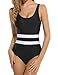 Ekouaer Womens One Piece Bathing Suit Monokini Swimsuit (Black,Red,Blue,Dark Blue)