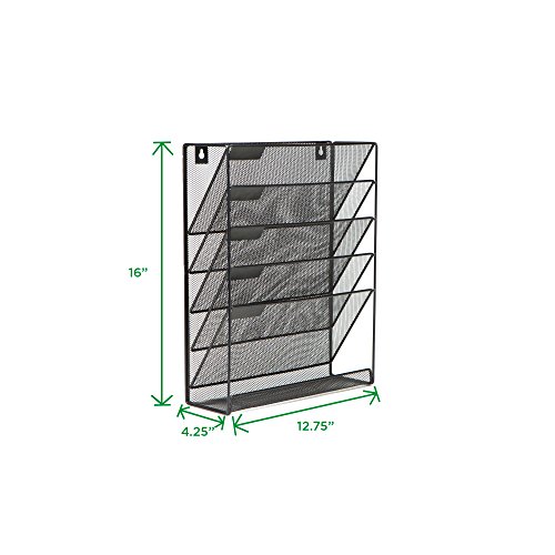 Mind Reader Wall Mounted Newspaper and Magazine Rack for Bathroom, Office, Entryway, Black