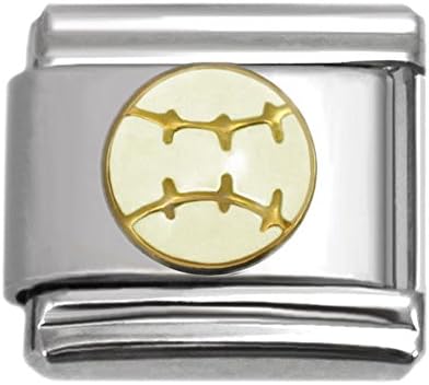 Your Pick Sports Theme Collection Italian Charms 9 mm Stainless Steel Bracelet Link (Baseball-11)