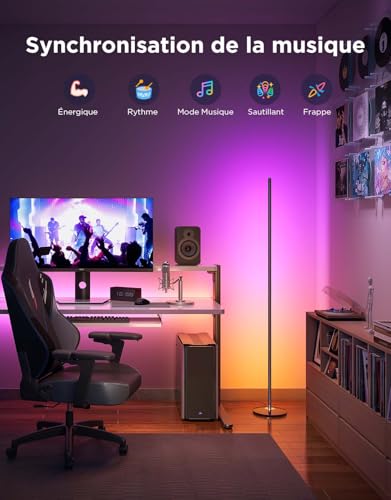 Govee RGBIC LED Floor Lamp, WiFi Floor Lamp, Works with Alexa, Matter, Google Assistant, Music Sync, 16 Million Colours and 61 Stage Modes, Modern Lamp for Living Room and Bedroom