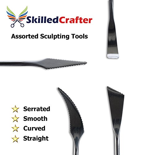Skilled Crafter Ceramics Tools. Professional Quality Clay Modeling & Pottery Sculpting Set. 28 Stainless Steel & Aluminum Tools in 17 Piece Set + FREE Needle Tool. Best for Clay, Sculpey, Polymer, Wax - Thumbnail 4