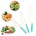 Pocomoco Kids Kitchen Knife Set Children Safe Cooking Plastic Knives Set with Kids Apron, Cut-resistant Gloves (Ages 6-12), Vegetables Cutters Perfect for Fruit, Bread, Cake, Lettuce, Salad (Blue)