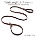 Wellbro Real Leather Slip Lead Dog Leash, Adjustable Stitched Pet Slip Leads with Slider, Heavy Duty Flat Dog Training Leashes for Medium and Large Dogs, 5ft Long by 0.7