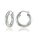 Hoops & Loops Sterling Silver 4mm High Polished Round Hoop Earrings, 20mm