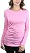ToBeInStyle Women's Long Sleeve Round Crew Neck T-Shirt - Pink - Large