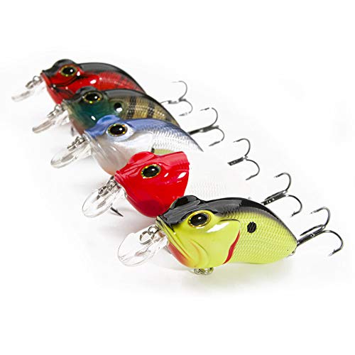 FOVONON Frog Hard Bait Floating Wobblers 5pcs/Set Fishing Lures Topwater Artificial Bait Pike Fishing Tackle Crankbait (F131)