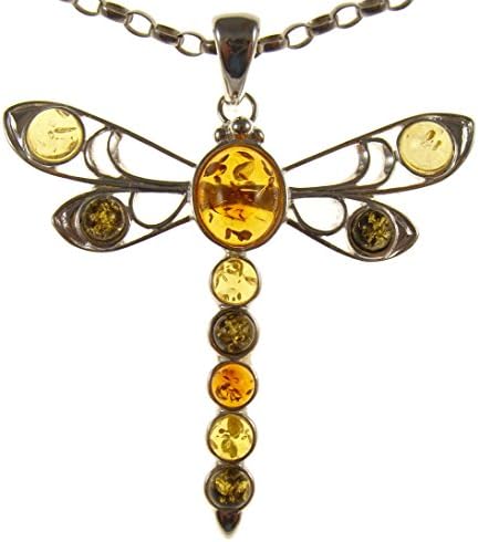 BALTIC AMBER AND STERLING SILVER 925 DRAGONFLY PENDANT NECKLACE JEWELLERY JEWELRY WITH inch 14"/35cm, 16"/40cm, 18"/45cm, 20"/50cm, 22"/55cm, 24"/60cm, 26"/65cm, 28"/70cm, 30"/75cm, 32"/80cm, 34"/85cm 1mm THICK STERLING SILVER 925 STAMPED ITALIAN DESIGNER SNAKE LINK STYLE CHAIN WITH LOBSTER CLAW CLASP