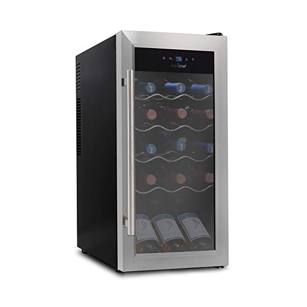 18-Bottle-Wine-Cooler-Refrigerator-White-Red-Wine-Fridge-Chiller-Countertop-Wine-Cooler-Freestanding-Compact-Mini-Wine-Fridge-18-Bottle-wDigital-Control-Stainless-Steel-Door-NutriChef-PKCWC18