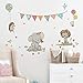 Kids Wall Decals Stickers Nursery Decor Baby Room Decor Nursery Wall Stickers Safari Woodland Scene for Baby Toddler Boys & Girls Rooms Peel and Stick Jungle Animal Stickers Elephant Baby Gift