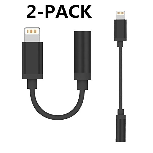 [2Pack] ChefzBest Headphone Adapter to 3.5 mm Jack Adapter Charge for iPhone Audio Charger Adapter Headset AUX Audio Charge & Audio for iPhone7/7 Plus Support Listen Music and Charge 12 System