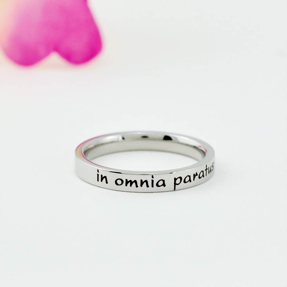 Handmade Products The Motto Of The Life And Death Brigade Gilmore Girls Inspired Dainty Stainless Steel Stacking Band Ring In Omnia Paratus Best Friends Gift Rings