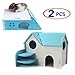 Wooden Hamster House,Hideout Hut Exercise Natural Funny Nest Toy(Pack of 2) (Blue)