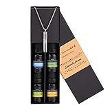 Aromatherapy Essential Oils Set, Natufree Diffuser Necklace Pendant with Pure Premium Therapeutic Grade Oils sets of 4 - Perfect Birthday Christmas Jewelry Gift for Girls Women