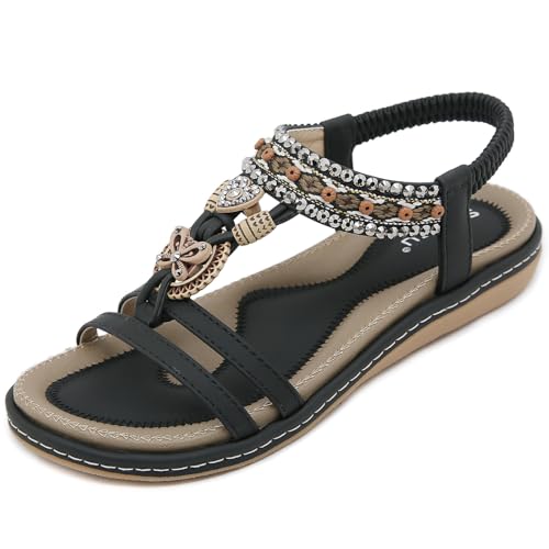 ZDQ Sandals Women Summer Flat Comfortable Bohemian Casual Sandal