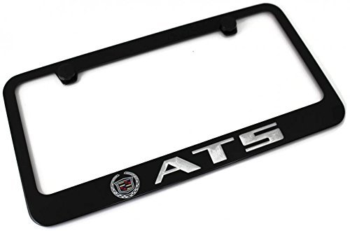 CADILLAC ATS Logo License Plate Frame Black Powder Coated Metal Hand Painted Engraved (Certified Refurbished)