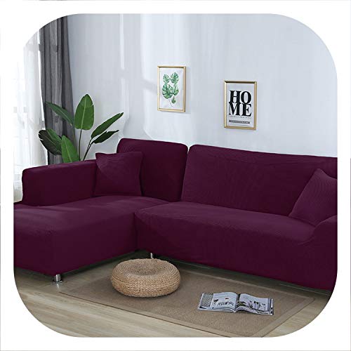 Surprise Show 2 Pieces Covers For L Shaped Sofa Jacquard Stretch