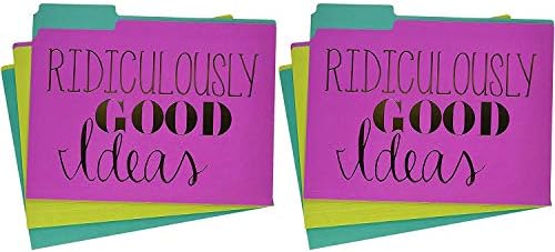 Roobee Gold Brilliant Thoughts, Ridiculously Good Ideas, File & Forget Decorative File Folders (Set of 9) (Тwo Рack)