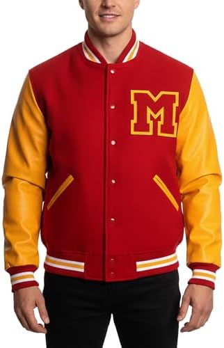 WEIV GEAR Mens Letterman Melton Varsity Jacket for Men Baseball