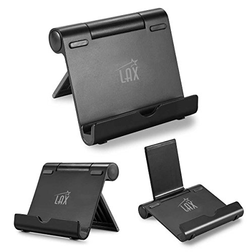 Adjustable Aluminum Tablet Stand for iPad, eReaders, and Smartphones (Black)