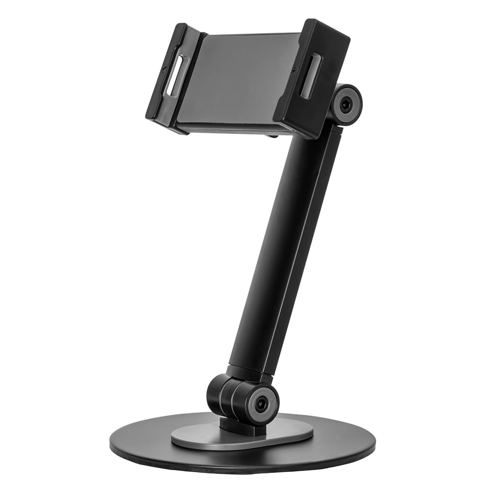 my wall HT36L Fully Movable Table Holder for Tablets & Smartphones, Universal Holder with 2 Ball Joints, 4.7-12.9 Inch, Table Mount Tablet, Silicone Pad for Protection, Tablet Holder