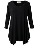 ZERDOCEAN Women's Plus Size Modal 3/4 Sleeve Tunic Top Solid Basic Loose Shirt
