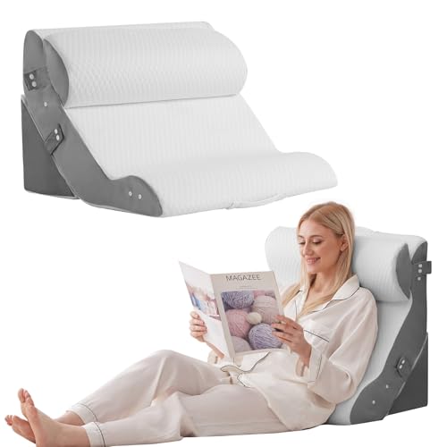 Ruqmuis 3PCS Wedge Pillow Set for After Surgery, 10-in-1 Adjustable Wedge Pillow for Acid Reflux Relief, Bed Wedge Pillows for Sleeping, Snoring & Back Pain Relief, Sit up Pillow for Bed, White