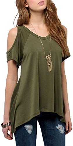OyTas Women's Fashion Sexy Off Shoulder Casual Loose T-shirts