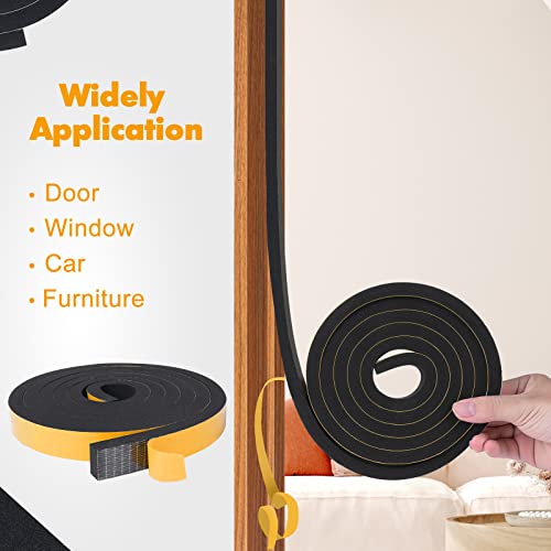 KAPOOSY Adhesive Foam Tape - 1/2" W X 1/4" T, 26 Feet Total (2 Rolls), Door & Window Weather Stripping