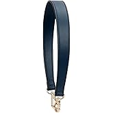 Flat Grain Leather Replacement Straps for Handbags Purse Straps Replacement Crossbody Silver Clasps Women Purse Making 19.29"(49CM) Long Navy Blue