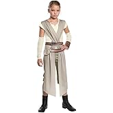 ELEGAWHISPR 4 Pcs Rey Costume for Girls Halloween Deluxe Jumpsuit Kids Cosplay Outfits with Belt Bracer Accessories Set