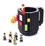 Redstore Build-On Brick Mug Lego Type Creative DIY Building Blocks Coffee Cup Water Bottle Puzzle Toy Mug 12oz 350 ml Desk Ornament Christmas Gift