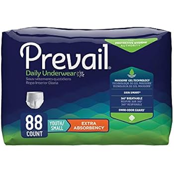 Prevail Extra Absorbency Incontinence Underwear Youth/Small Adult 22 Count (Pack of 4) Breathable Rapid Absorption Discreet Comfort Fit Adult Diapers