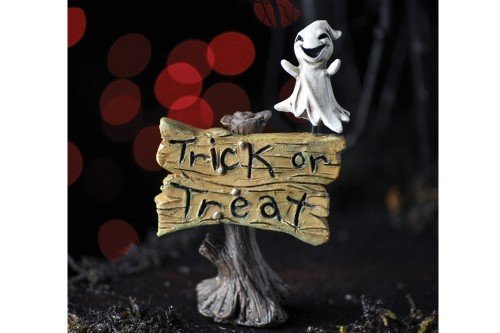 Trick-Or-Treat Sign W/ghost Fairy Garden