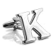 INBLUE Men's Rhodium Plated Cufflinks Silver Tone Initial Letter Shirt Business Wedding