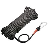 HomTop Magnet Fishing Rope with Carabiner - All Purpose Nylon High Strengte Cord Safety Rope - 65 Feet - Diameter 6mm - Approximately 1/4