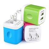 Wall Charger, [3-Pack] 5V/2.1AMP Ailkin Colorful 2-Port USB Wall Charger Home Travel Plug Power Adapter Replacement for iPhone 7/7 plus, 6s/6s plus, Samsung Galaxy S7 S6, HTC, LG, Table, Motorola More