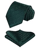 HISDERN Plaid Tie Handkerchief Woven Classic Men's Necktie & Pocket Square Set