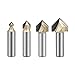 4PCS 90-Degree V Groove Router Bit, Gazeto Titanium Coated Carbide-Tipped 2-Flute CNC Engraving Bit Woodworking Chamfer Bevel Cutter, 1/2-Inch Shank