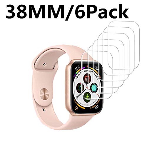 [6 Pack] Apple Watch Screen Protector 38MM PET, hairbowsales HD Screen Protector AntiBubble