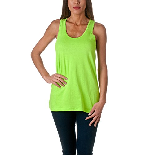 Sofra Women's Loose Fit Tank Top Relaxed Flowy, Lime Green, Large