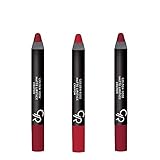 Golden Rose Creamy Matte Lipstick Crayon 3-Piece Set, Red Set