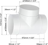 EUROPLAST 100mm 4 Inch T-Joint 3 Way Round PVC Ducting Connector Ventilation view 2