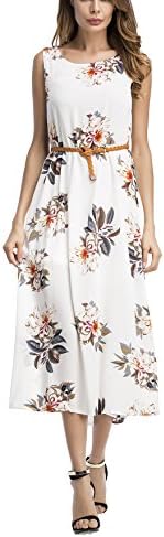 Summer Dresses Youth, Cute Chiffon Sleeveless Light Soft Beach White Sundress xxl