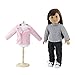 Emily Rose 18 Inch Doll Clothes | Stylish Pink Faux Leather Crop Jacket Outfit, Includes Jeans and Striped Long Sleeved T-Shirt | Fits American Girl Dolls
