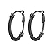 Black Hoop Earrings 40mm Circle Round Stainless Steel Minimalist Hoops Hypoallergenic for Women Sensitive Ears