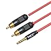 Nylon Braided RCA Adapter Cable, iXCC 6 Feet Gold-Plated 3.5mm Male to 2RCA Male Stereo Audio Y Cable